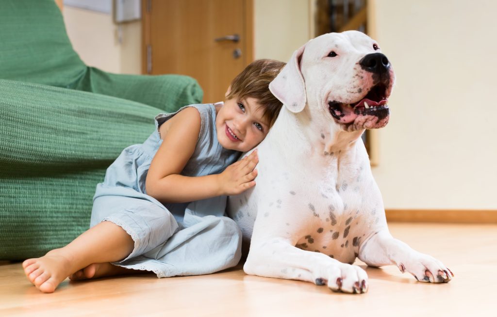 niña abrazando un perro